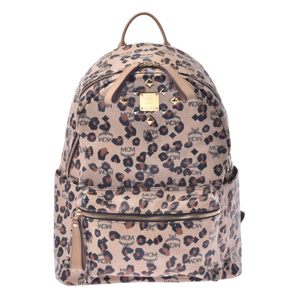 MCM Loveless Collaboration Leopard Beige Calfskin Backpack